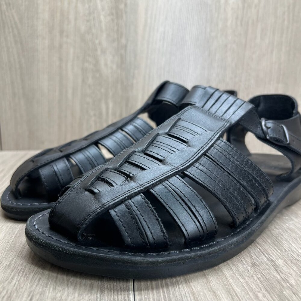 Jerusalem Barak Closed Toe Sandals Mens 46 Ankle Strap Handcrafted Leather Black - Picture 7 of 12
